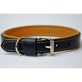 Valódi bőr párnázott nyakörv, mogyoró-fekete, 45-53 Valódi bőr párnázott nyakörv, mogyoró-fekete, 45-53
