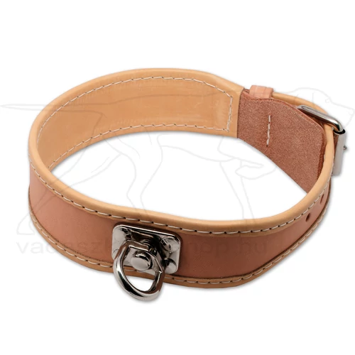 Mystique® utánkereső bőr nyakörv natúr 38mm 55 cm
