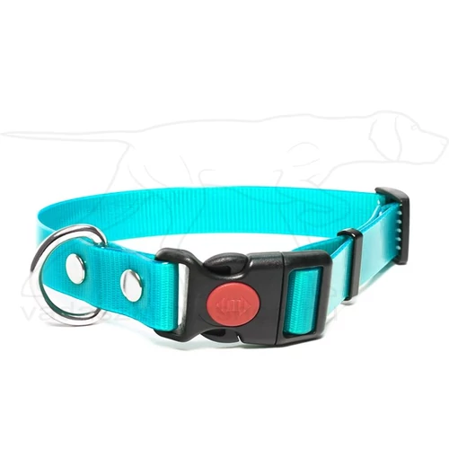 Mystique® Biothane safety click collar 25mm 40-50cm turquoise gold