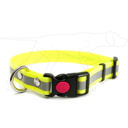 Mystique® Biothane safety click collar 25mm 40-50cm fényvisszaverő sárga gold