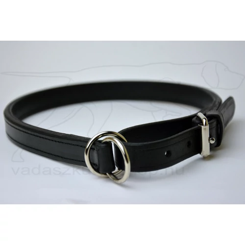 Valódi bőr, csatos fojtó nyakörv, fekete, 16mm x 55cm (52-58cm)