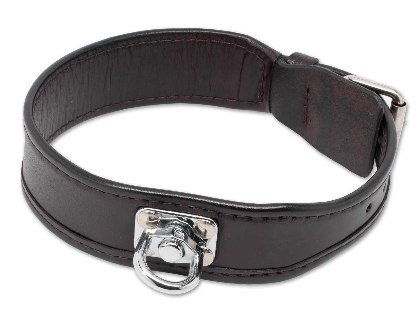 Mystique® utánkereső bőr nyakörv barna 38mm - 60cm