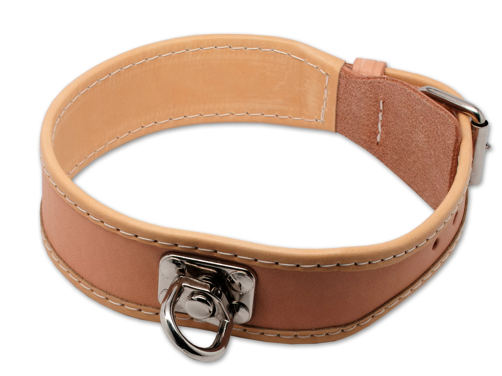 Mystique® utánkereső bőr nyakörv natúr 38mm 55 cm