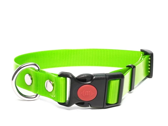 Mystique® Biothane safety click collar 19mm 30-40cm világos zöld gold