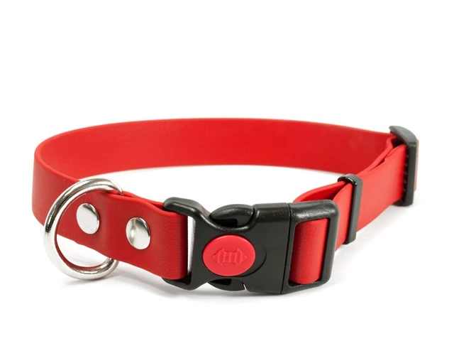 Mystique® Biothane safety click collar 19mm 30-40cm piros