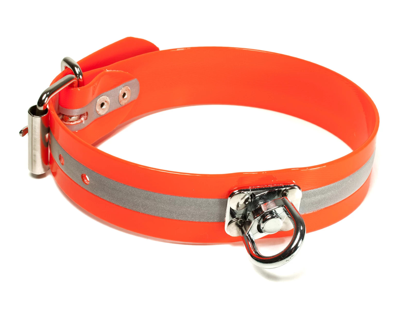 Mystique® Biothane utánkereső nyakörv 38mm fényvisszaverő narancssárga 40-50cm