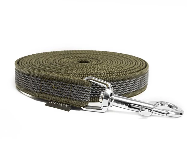 Mystique® gumírozott nyomkövető póráz fogantyúval 20mm  5m khaki